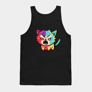 Colorful cute angry hissing cat Tank Top